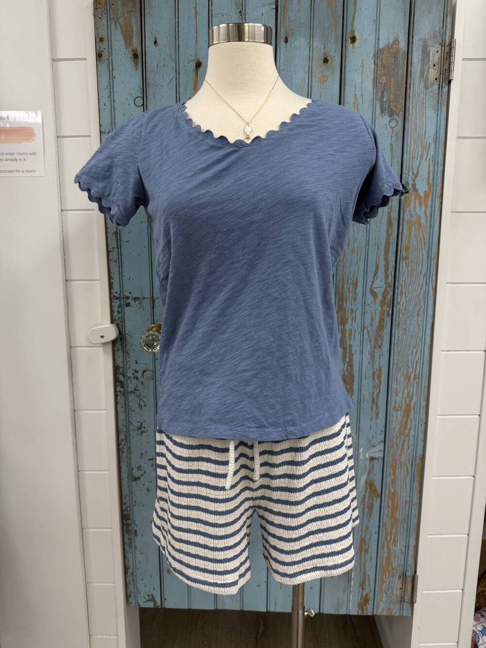 NEW DYLAN women's ric rac tee in blue